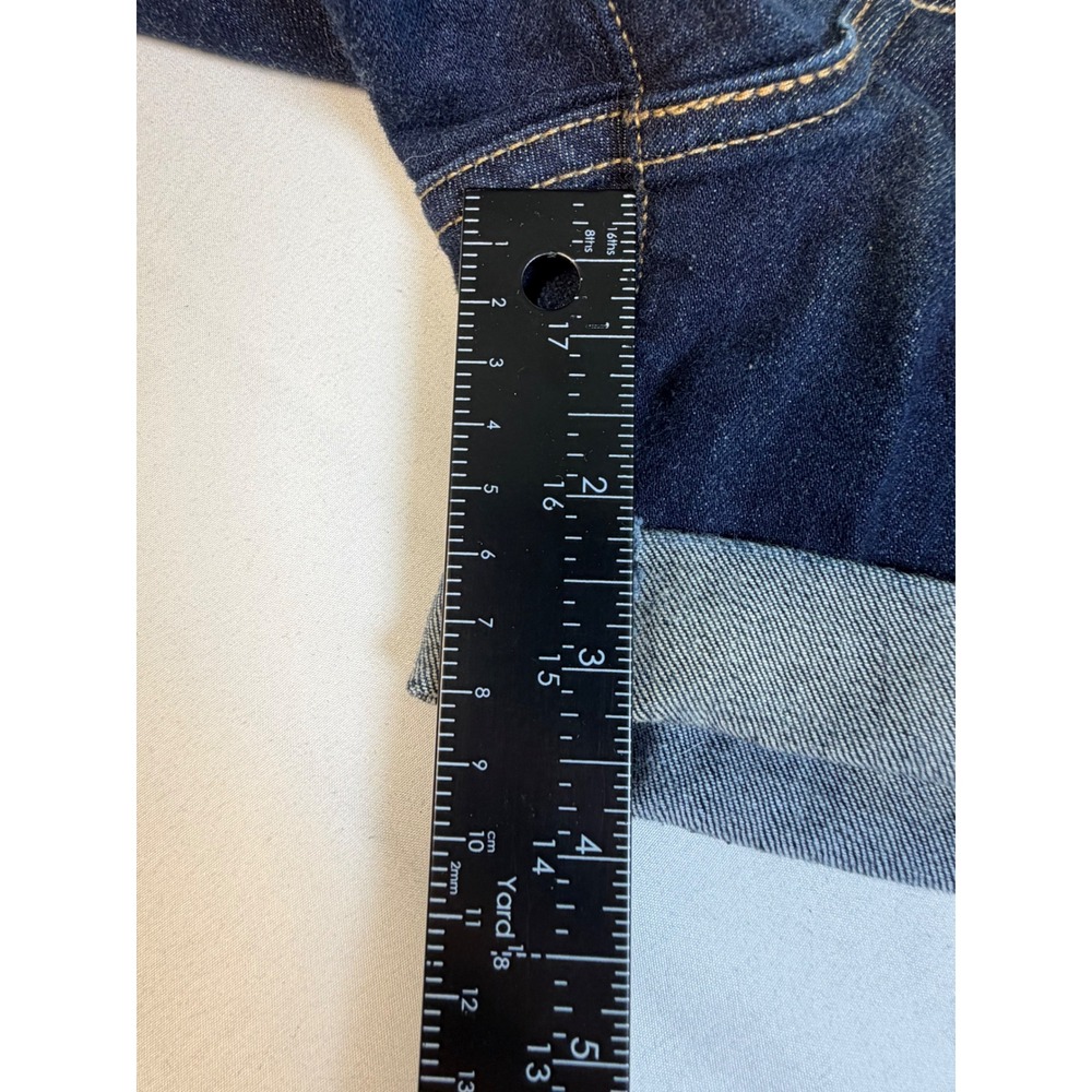 Levis Womens Dark Wash Cuffed Denim Shorts Indigo Stretch Size 33 size 16 - Picture 7 of 9